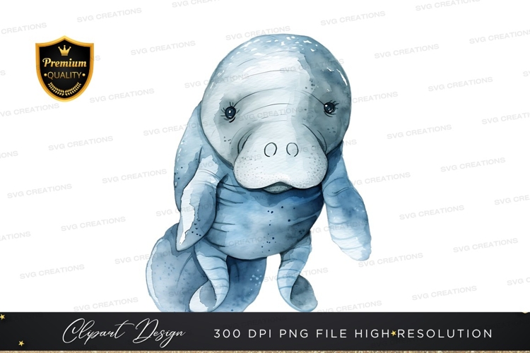 Cute baby manatee clipart png