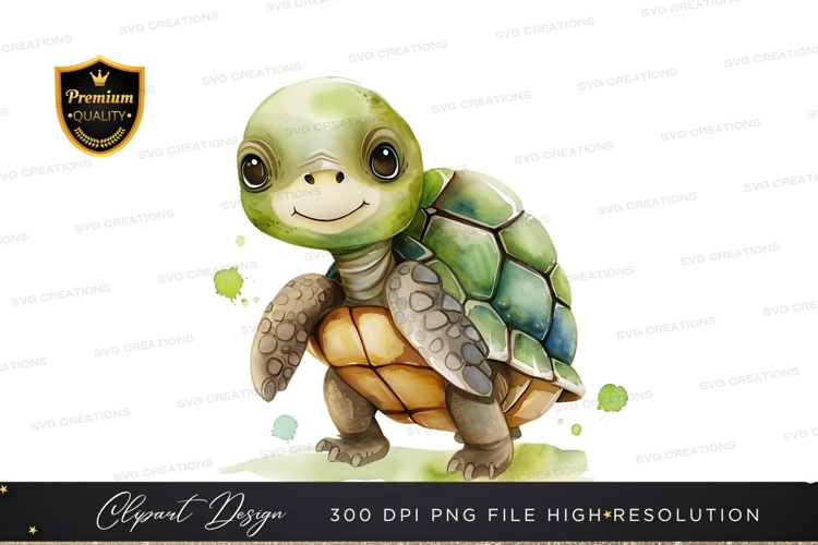 Cute Turtle Clipart Image 7