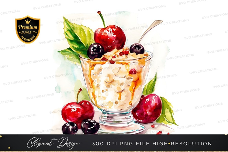 Delicious fruit topped ice cream