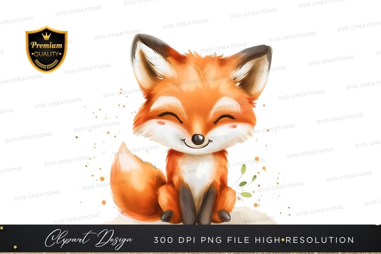 Cute Watercolor Fox Clipart Image 9