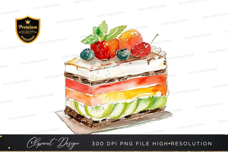 Delicious layered cake with fresh fruits