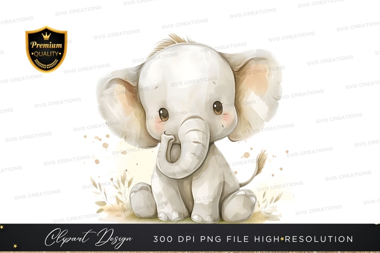 Cute Baby Elephant Clipart Image 5