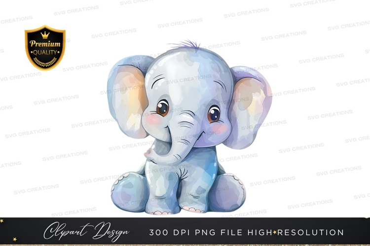 Cute Baby Elephant Clipart Image 4