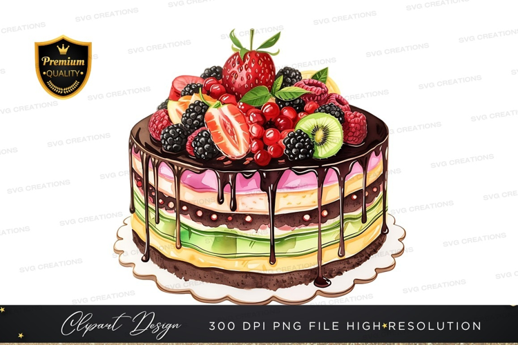 Delicious fruit topped chocolate cake