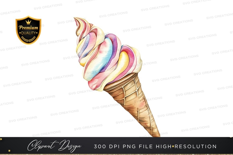 Rainbow swirl ice cream cone