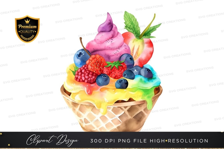 Delicious fruit topped ice cream