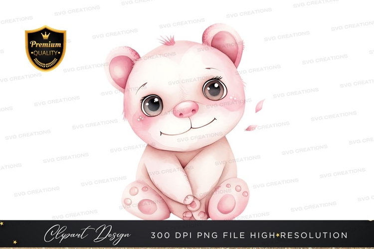 Pink cute bear clipart png