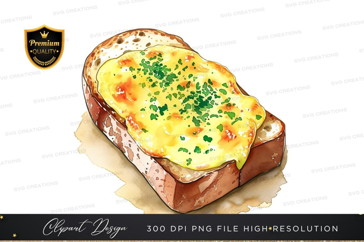 Delicious toast with butter and herbs