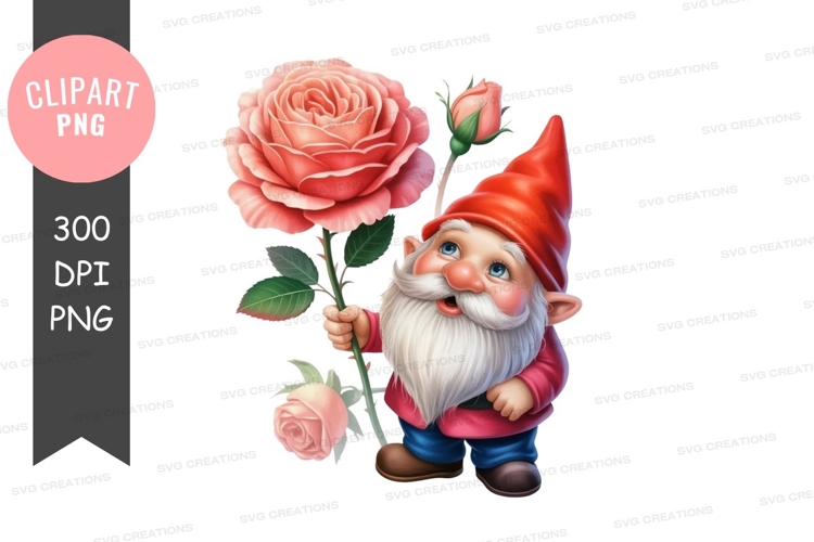 Gnome holding a rose