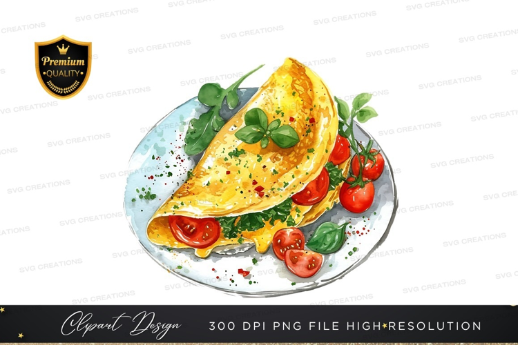 Delicious omelette with tomatoes and basil