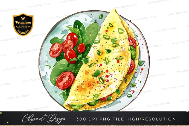 Delicious omelette with fresh salad