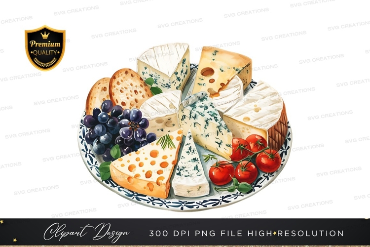 Assorted cheese platter with accompaniments