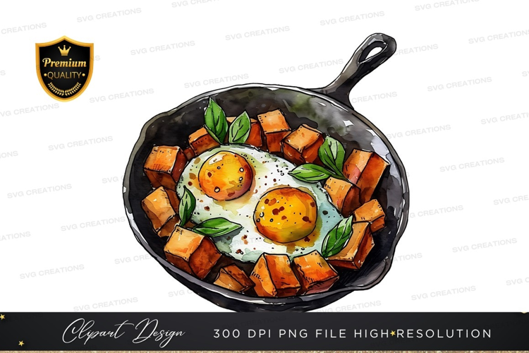 Fried eggs with potatoes and herbs