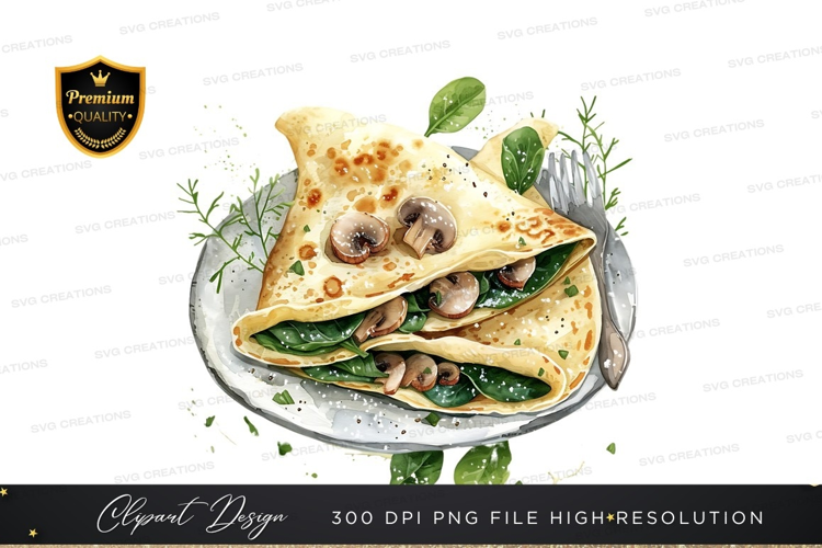 Delicious mushroom and spinach crepe