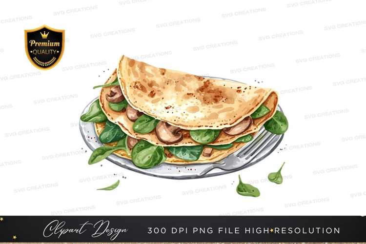 Delicious mushroom and spinach crepe