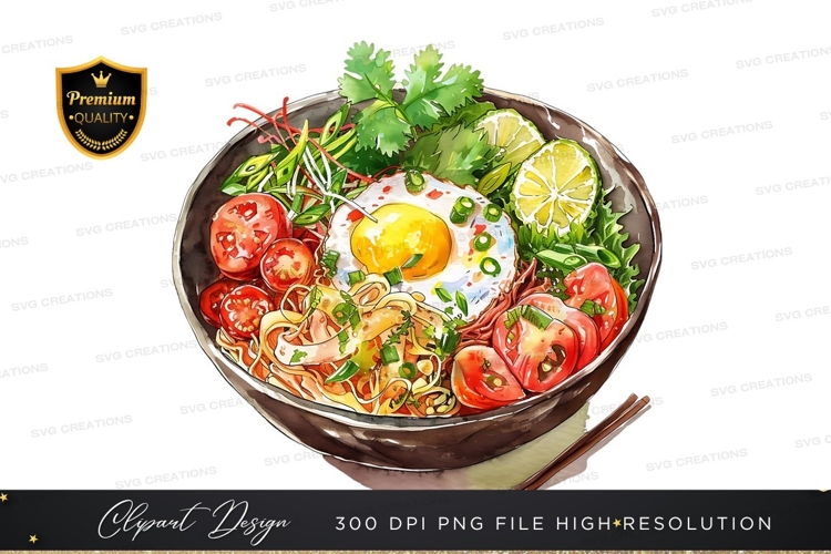 Vibrant bowl of noodle soup