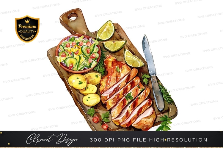 Grilled chicken with fresh salad and lemon wedges