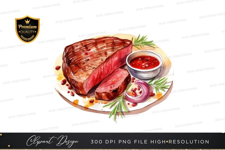Grilled steak with sauce and garnish example image 1