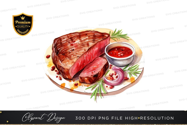 Grilled steak with sauce and garnish