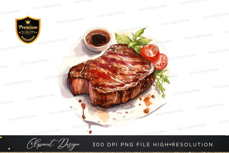 Grilled steak with sauce and garnishes