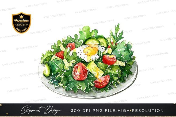 Fresh green salad with egg example image 1
