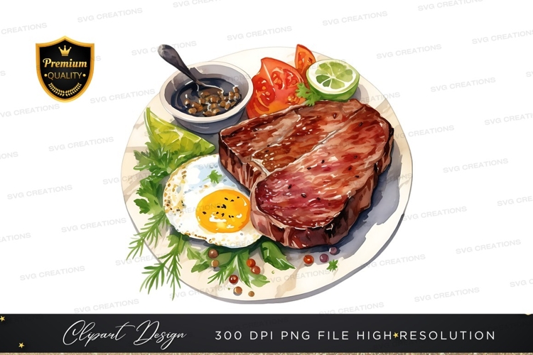 Gourmet steak dinner clipart png