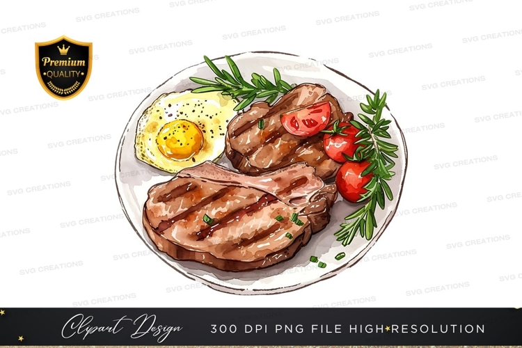 Grilled steak and fried egg breakfast