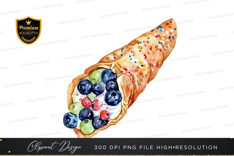 Delicious ice cream cone with berries