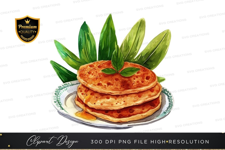 Delicious stack of pancakes with fresh mint leaves