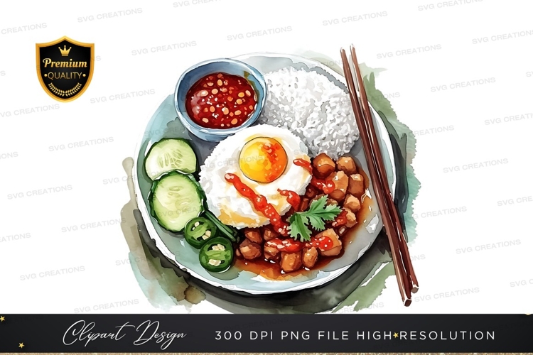 Delicious asian dish with rice and egg
