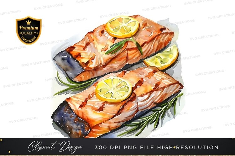 Grilled salmon with lemon and rosemary example image 1