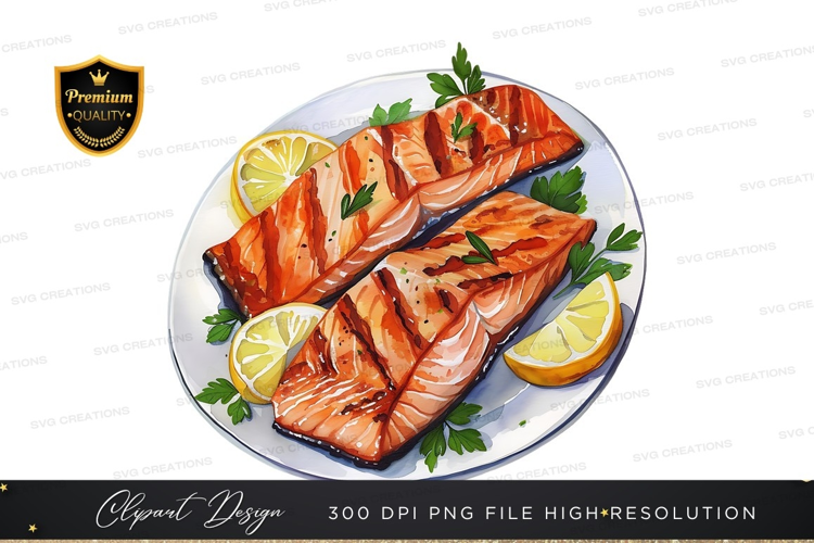 Grilled salmon with lemon and parsley