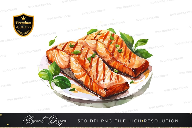 Grilled salmon with lemon and basil