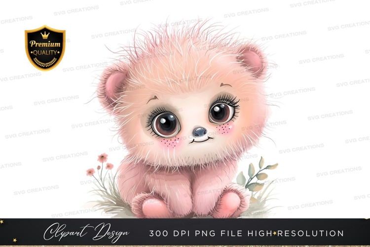 Adorable pink bear clipart png