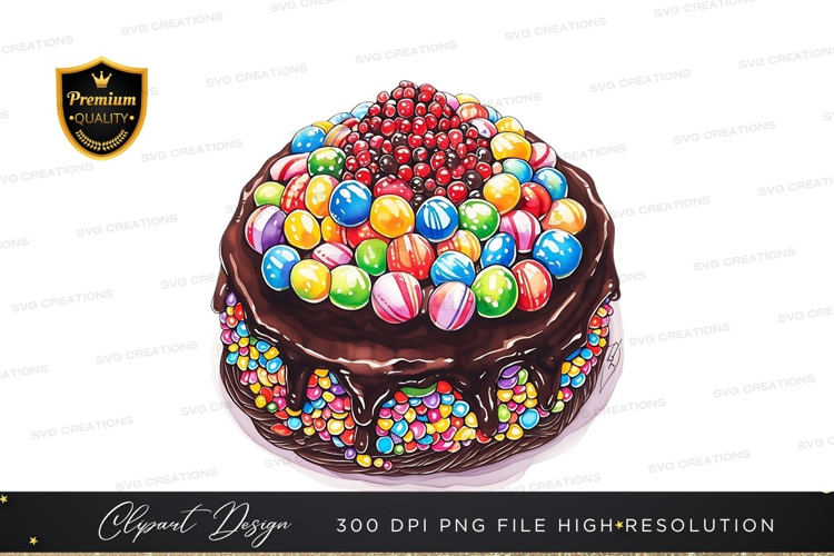 Delicious chocolate cake with colorful candies