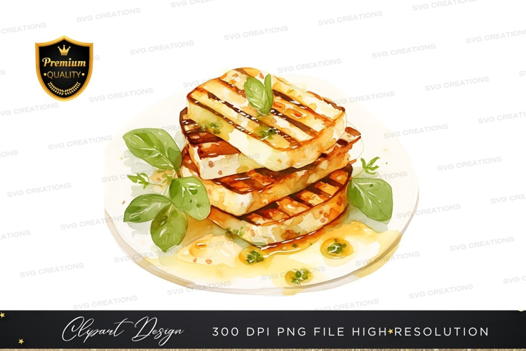 Grilled halloumi cheese with honey and basil