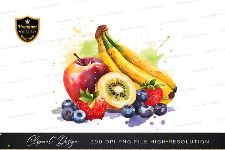 Vibrant fruit collection clipart png