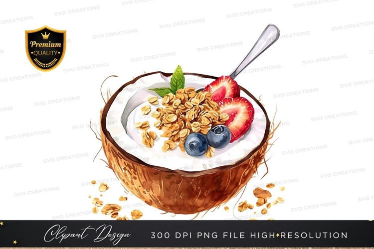 Healthy breakfast in a coconut
