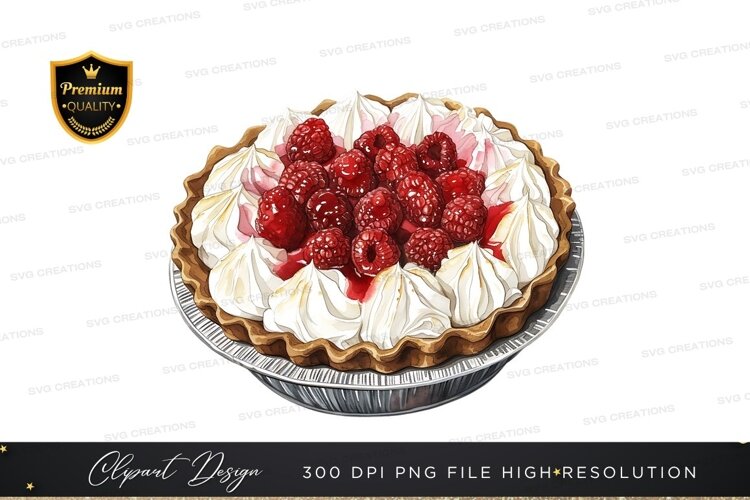 Raspberry pie with whipped cream example image 1