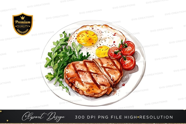 Grilled chicken with egg and vegetables