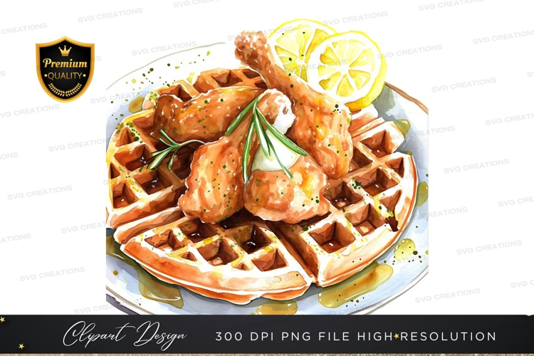 Chicken and waffles with lemon