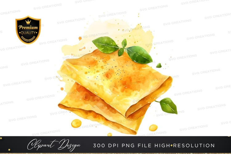 Delicious crepe with honey and basil