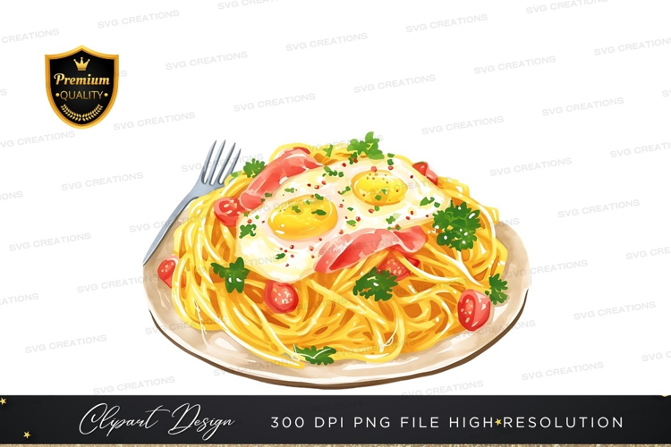 Spaghetti with fried egg and tomatoes