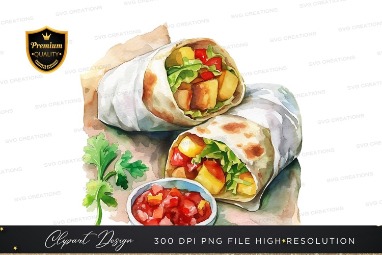 Delicious burrito with salsa