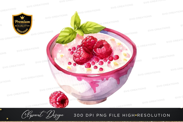 Raspberry yogurt with basil