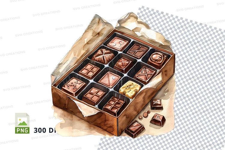 Chocolate box mockup with assorted chocolates