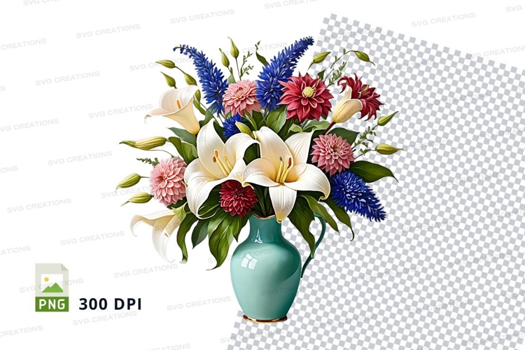 Flower bouquet in vase clipart png