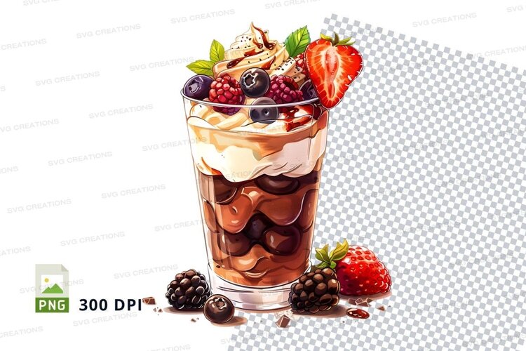 Fruit and chocolate parfait mockup example image 1