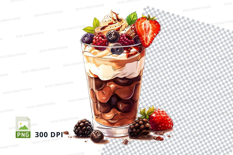 Fruit and chocolate parfait mockup