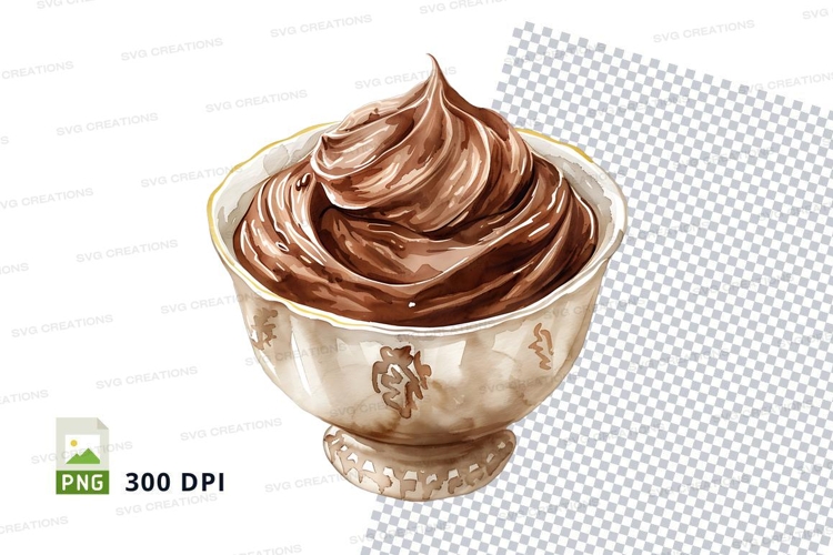 Chocolate mousse in ornate bowl clipart png